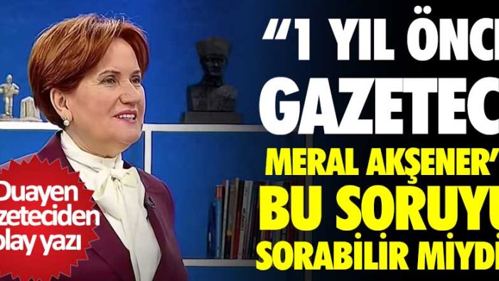 Duayen gazeteciden olay yazı: Bir yıl önce Meral Akşener'e bunu sorabilir miydiniz?