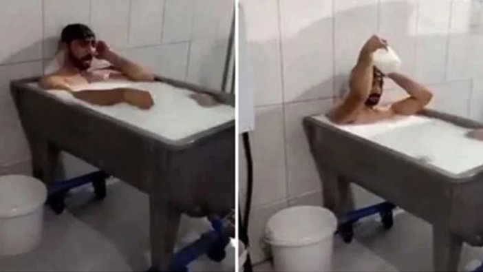 Süt kazanında banyo davası... Bakın süt kazanındaki sıvı neymiş!