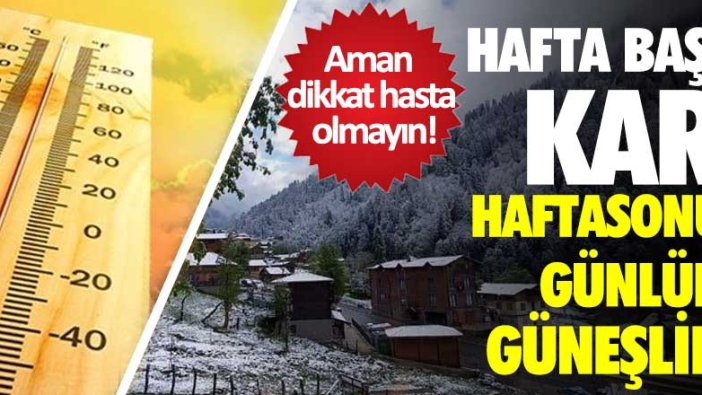 Hafta başı kar, haftasonu günlük güneşlik!  Aman dikkat hasta olmayın!