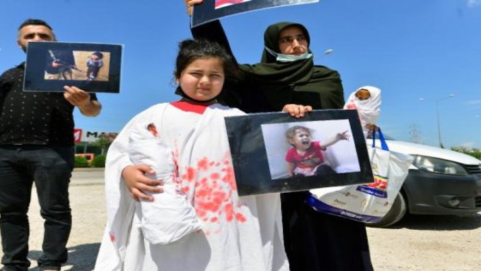 ABD Başkonsolosluğu önünde 'Kanlı Oyuncak Bebek' ile İsrail protestosu