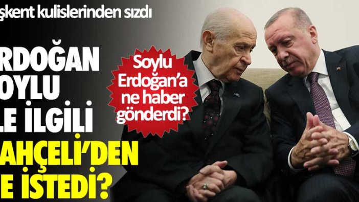 Başkent kulislerinden sızdı! Cumhurbaşkanı Erdoğan, Süleyman Soylu ile ilgili Devlet Bahçeli'den ne istedi?