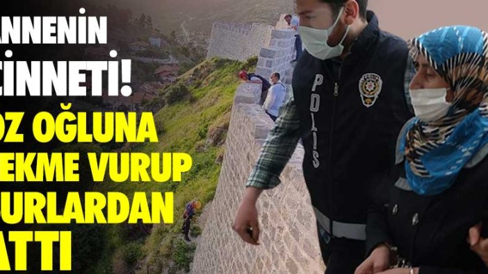 Annenin cinneti! Öz oğluna tekme vurup surlardan attı!