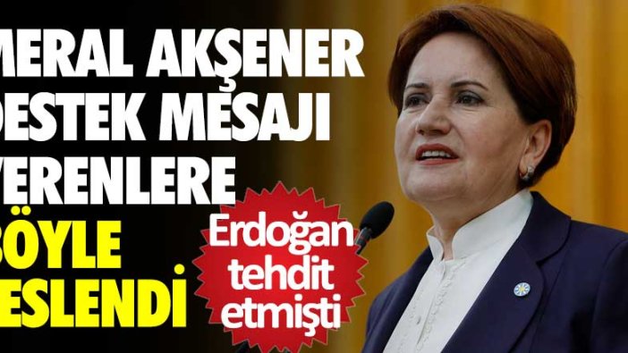 Cumhurbaşkanı Erdoğan tehdit etmişti! Meral Akşener destek mesajı verenlere böyle seslendi