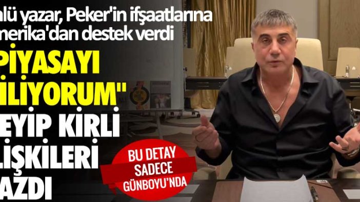 Ünlü yazar, Peker'in ifşaatlarına Amerika'dan destek verdi! Piyasayı biliyorum deyip kirli ilişkileri yazdı