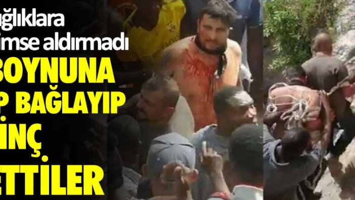 Çığlıklara kimse aldırmadı! Boynuna ip bağlayıp linç ettiler