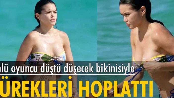 Ünlü oyuncu düştü düşecek bikinisiyle yürekleri hoplattı