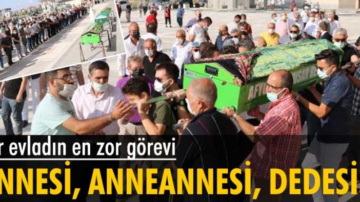 Bir evladın en zor görevi! Afyonkarahisar’da öldürülen annesi, anneannesi ve dedesini omuzlarında taşıdı