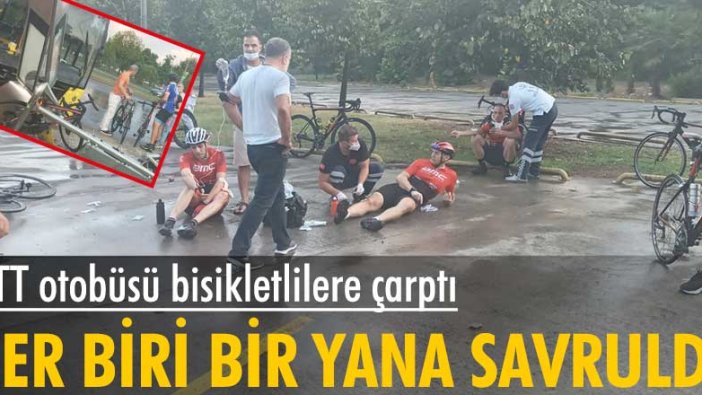 Kartal'da korkunç anlar... İETT otobüsü 5 bisikletli vatandaşa çarptı