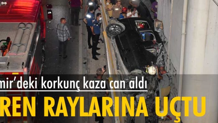 Hafif ticari araç üst geçitten tren raylarına uçtu