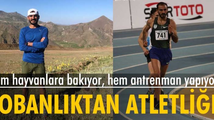 Hem çobanlık yapıyor, hem antrenman