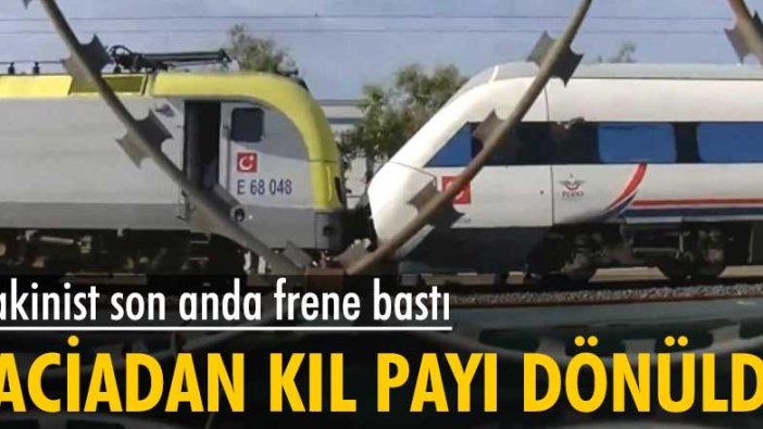 Makinist son anda frene bastı... Faciadan kıl payı dönüldü