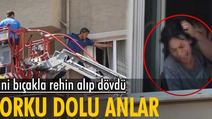 Eşini bıçakla rehin alıp döven kocayı pencereden giren polisler etkisiz hale getirdi