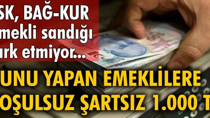 SSK, BAĞ-KUR, emekli sandığı fark etmiyor... Bunu yapan emeklilere koşulsuz şartsız 1.000 TL