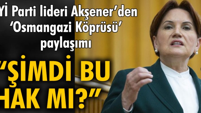 Meral Akşener’den “Osmangazi Köprüsü” paylaşımı: “Şimdi bu hak mı?”