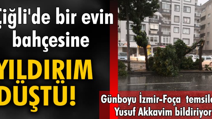 Çiğli'de bir evin bahçesine yıldırım düştü