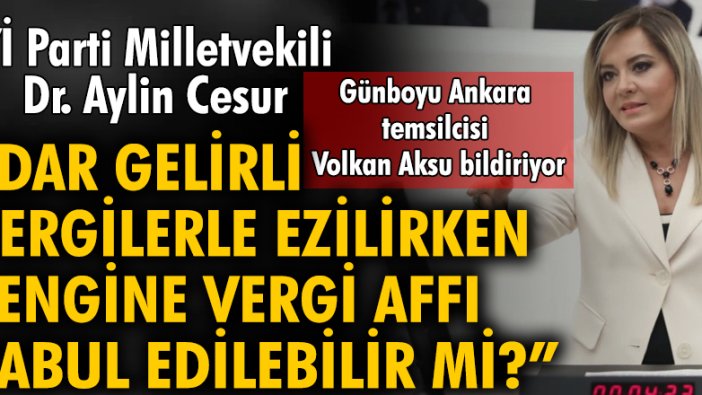 İYİ Parti Milletvekili DR. Aylin Cesur: "Dar gelirli vergilerle ezilirken, zengine 5 yılda 5 vergi affı kabul edilebilir mi?"