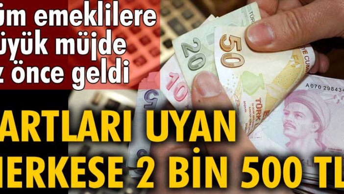 Tüm emeklilere büyük müjde az önce geldi! Şartları uyan herkese 2 bin 500 TL