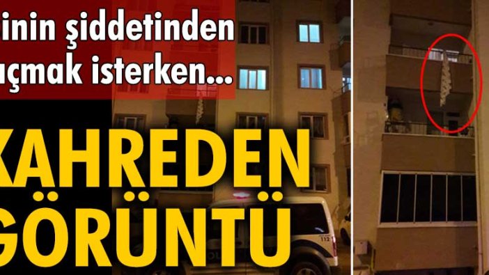 Kayseri'de kahreden görüntü! Eşinin şiddetinden kaçmak isterken...