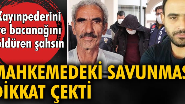 Kayınpederini ve bacanağını öldüren şahsın mahkemedeki savunması dikkat çekti