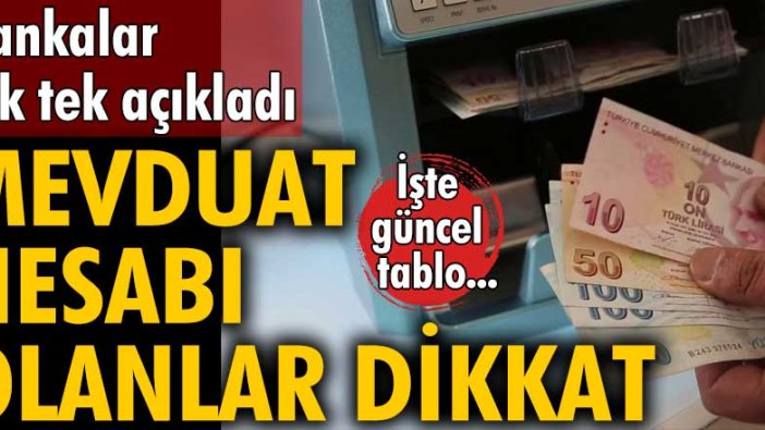 Mevduat hesabı olanlar dikkat! Bankalar tek tek açıkladı! İşte güncel tablo...