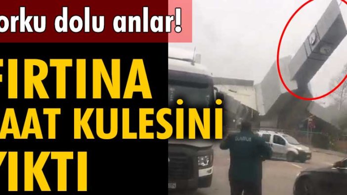 Çatalca'da fırtına saat kulesini yıktı