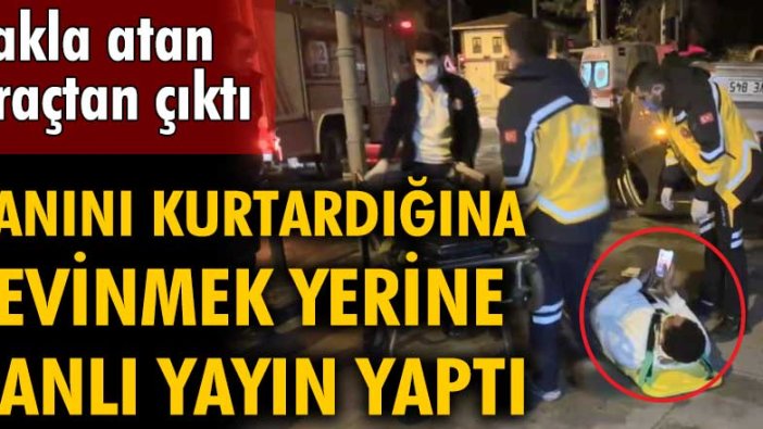 Üsküdar'da akıl almaz kaza! Yaralılardan biri sedyedeyken canlı yayın yaptı