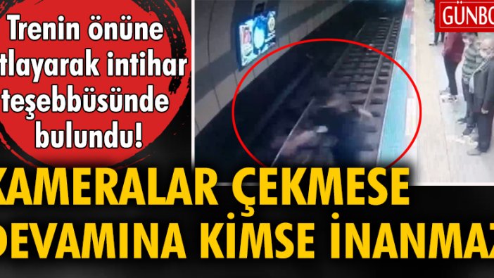 Trenin önüne atlayarak intihar teşebbüsünde bulundu! Kameralar çekmese devamına kimse inanmaz...