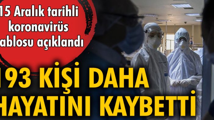 15 Aralık tarihli koronavirüs tablosu açıklandı