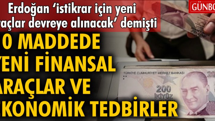 10 maddede yeni finansal araçlar ve ekonomik tedbirler