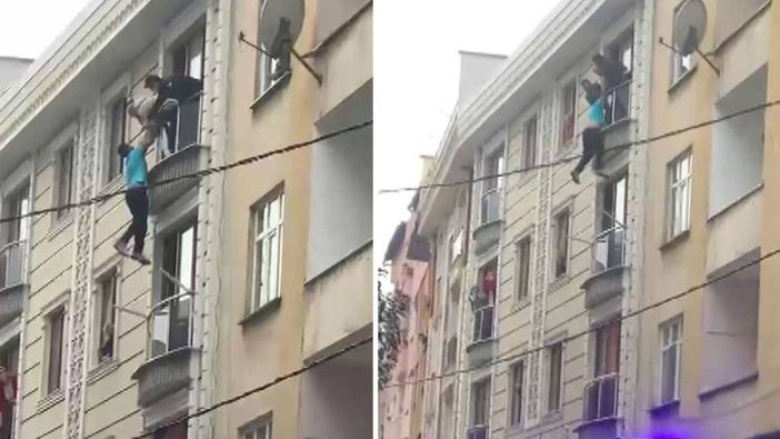 Bağcılar'da Uğur K.  evinin penceresinden sarkarak intihara kalkıştı!