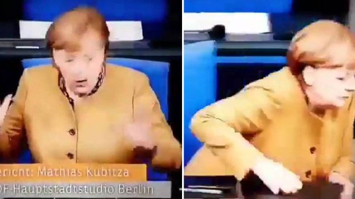 Merkel'in Parlamento'da maskesini unuttuğu o anlar!