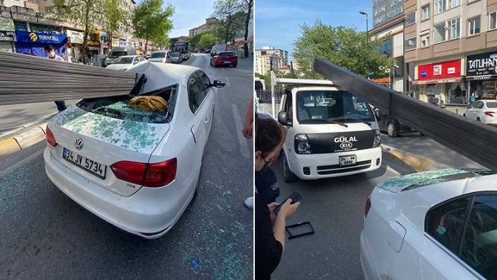 Çekmeköy'de korkunç kaza! Onlarca demir çubuk araca saplandı!