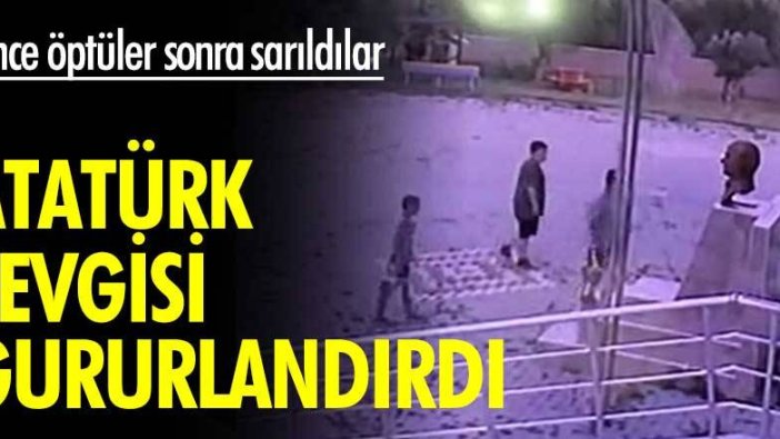 Atatürk sevgisi gururlandırdı! Önce öptüler sonra sarıldılar...