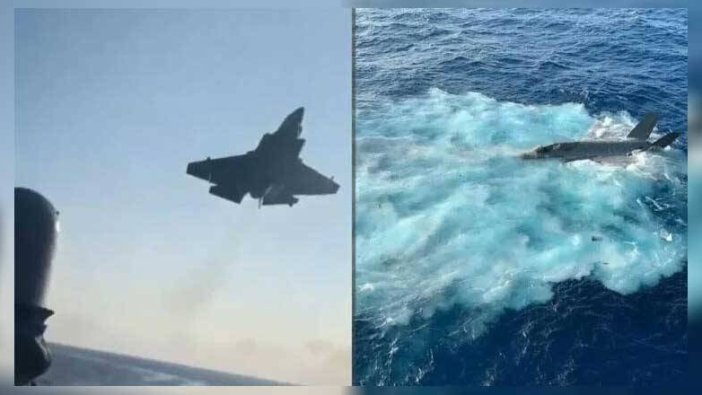 ABD'ye ait F-35C savaş uçağı düştü! İşte uçağın düştüğü anlar