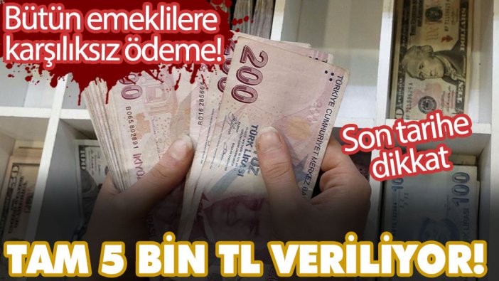Bütün emeklilere karşılıksız ödeme! SSK, Bağ-Kur fark etmiyor! Tam 5 bin TL veriliyor! Son tarihe dikkat