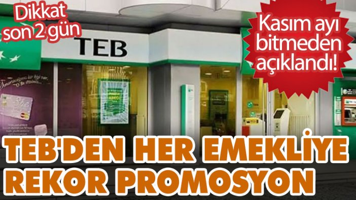 Kasım ayı bitmeden açıklandı! Dikkat son 2 gün kaldı! TEB'den her emekliye rekor promosyon!