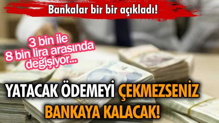 Bankalar bir bir açıkladı: 8 bin lira ödemeyi hemen çekmezseniz bankaya kalacak