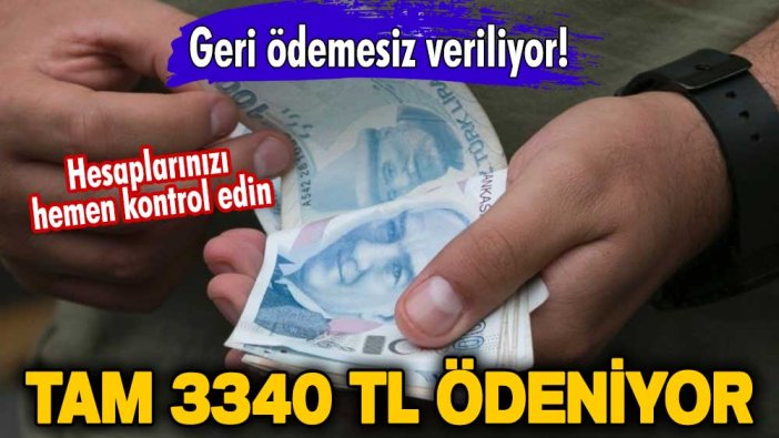 Geri ödemesiz veriliyor! Hesaplarınızı hemen kontrol edin! Tam 3340 TL ödeniyor