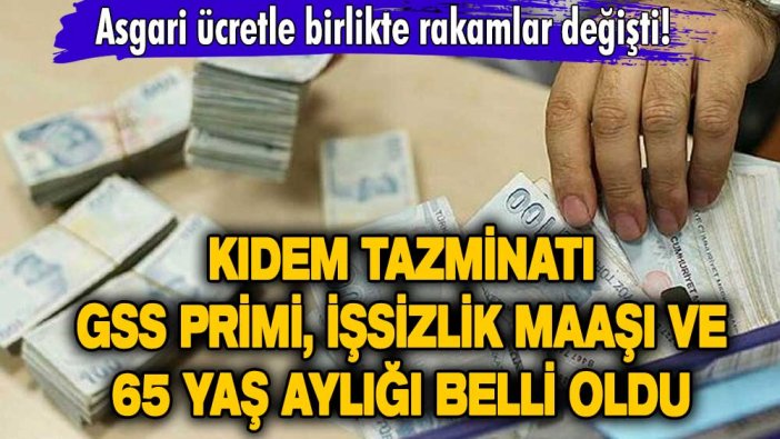 Asgari ücretle birlikte rakamlar değişti! Kıdem tazminatı, GSS primi, işsizlik maaşı ve 65 yaş aylığı belli oldu