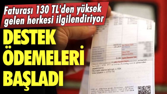 Faturası 130 TL'den yüksek gelen herkesi ilgilendiriyor! Destek ödemeleri başladı