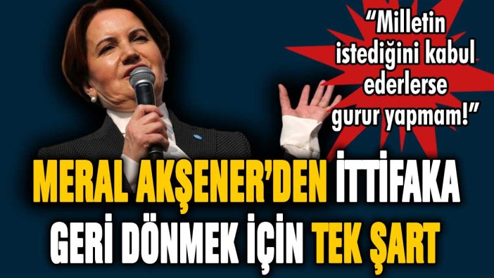 Meral Akşener masaya dönmek için tek şartını açıkladı!