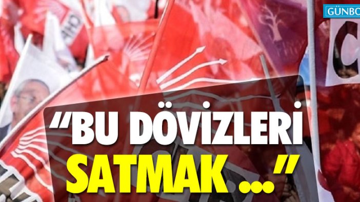 CHP: "Bu dövizleri satmak ..."