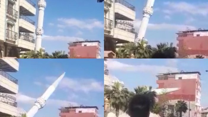 Hatay’da depremde hasar alan cami minaresi yıkıldı