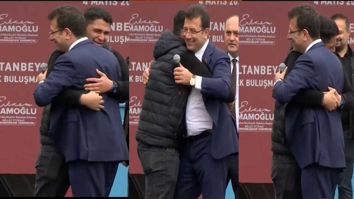 İmamoğlu ile 16 yaşındaki çocuk arasında ilginç anlar: Sahneye bir anda fırladı, ağlamaya başladı