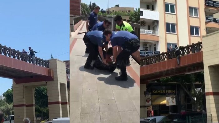 Üst geçitten atlamaya kalktı; polislere korku dolu anlar yaşattı