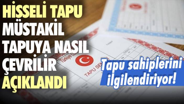 Tapusu olanları ilgilendiriyor! Hisseli tapu müstakil tapuya nasıl çevrilir açıklandı