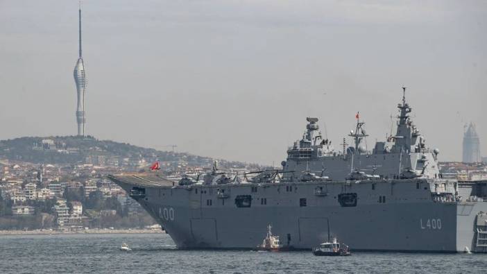 TCG Anadolu, tatbikata katılmak için İzmir Alsancak Limanı'ndan ayrıldı