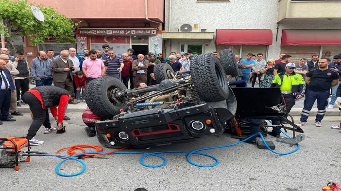 Off-road aracı takla attı, görenler bölgeye koştu