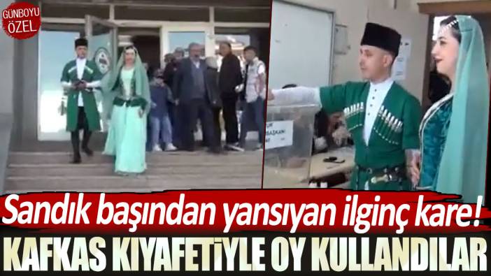 Sandık başından yansıyan ilginç kare! Kafkas kıyafetiyle oy kullandılar