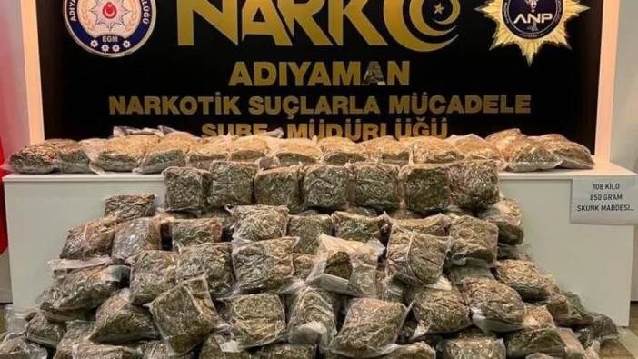 Adıyaman'da 108 kilo 850 gram skunk ele geçirildi